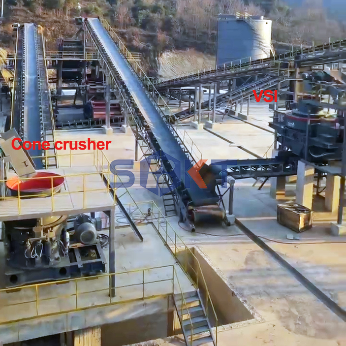 Cone crusher + sand making machine working site
